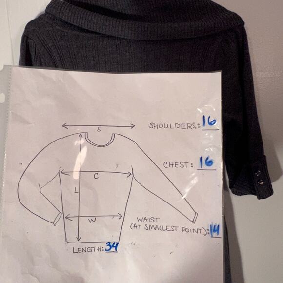 Take out ribbed cowl neck 1/2 sleeve gray sweater y2k style size large fall - Picture 7 of 7